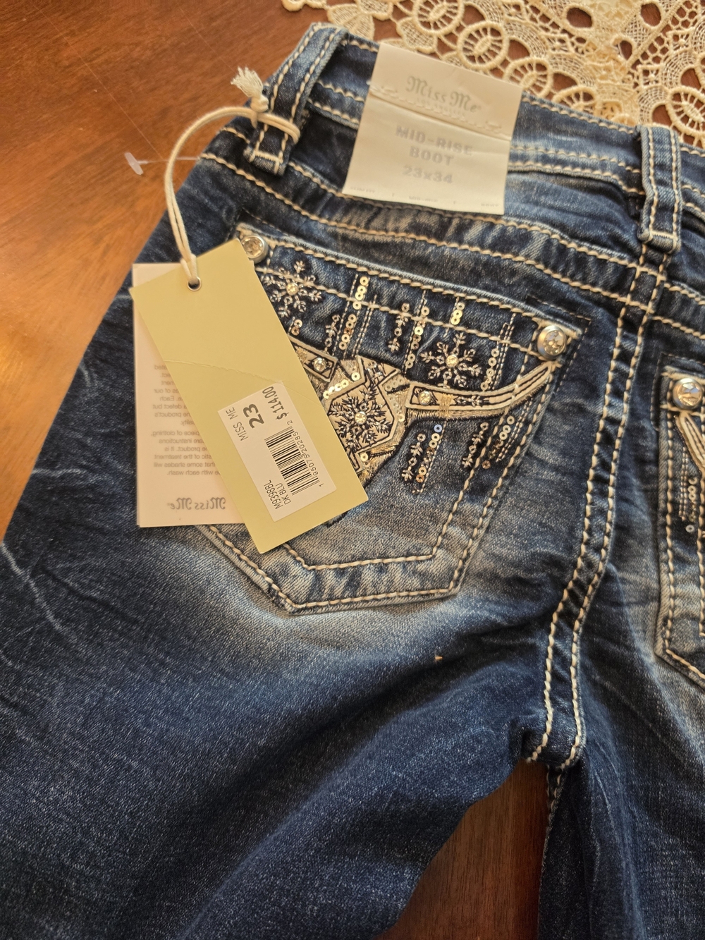Miss Me Women's Boot Cut Jeans in Dark Blue Denim